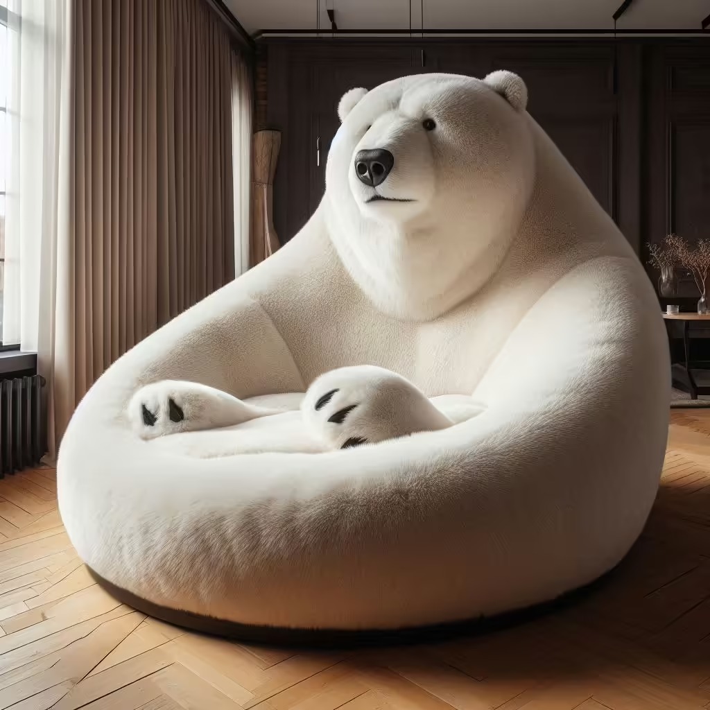 4. Polar Bear Pouf Lounger