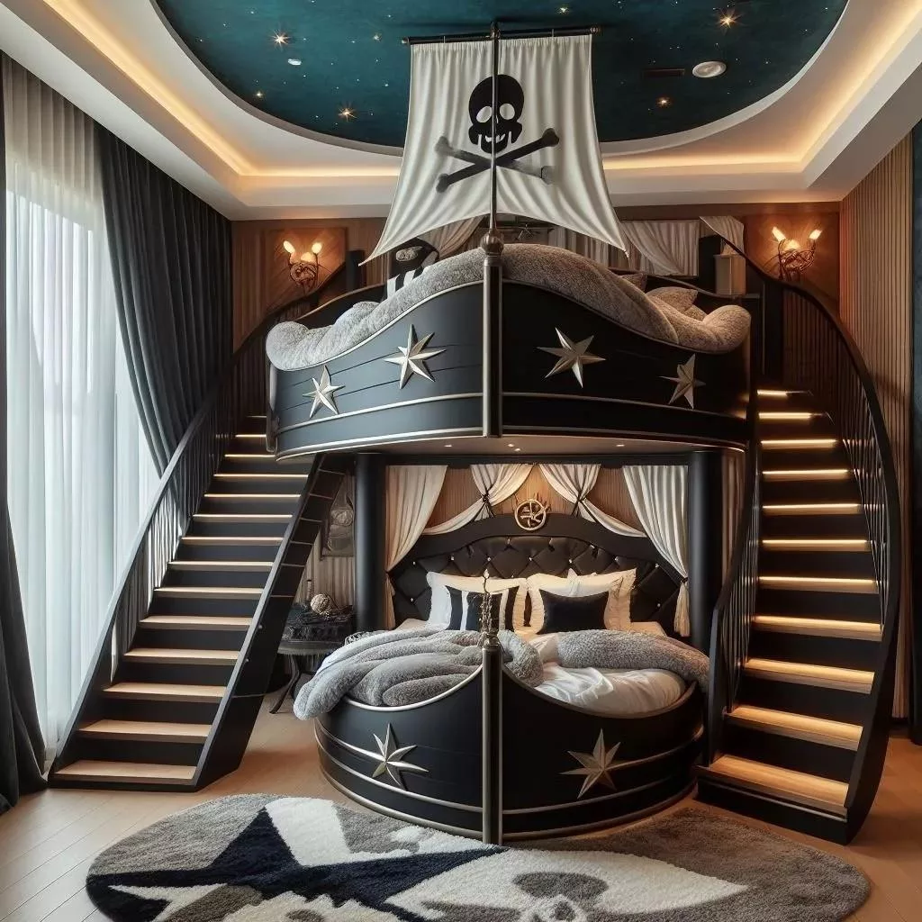 Key Features of the Pirate Ship-Shaped Bunk Bed