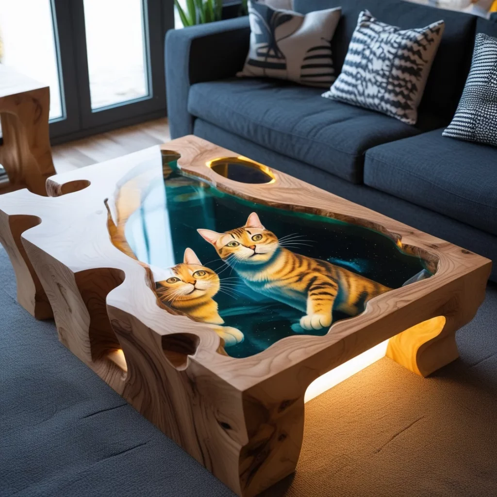 What is a Cat-Themed Epoxy Resin Table?