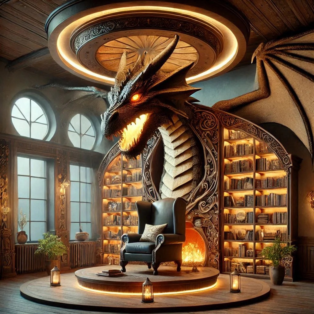 Design Variations of Dragon-Shaped Bookshelves