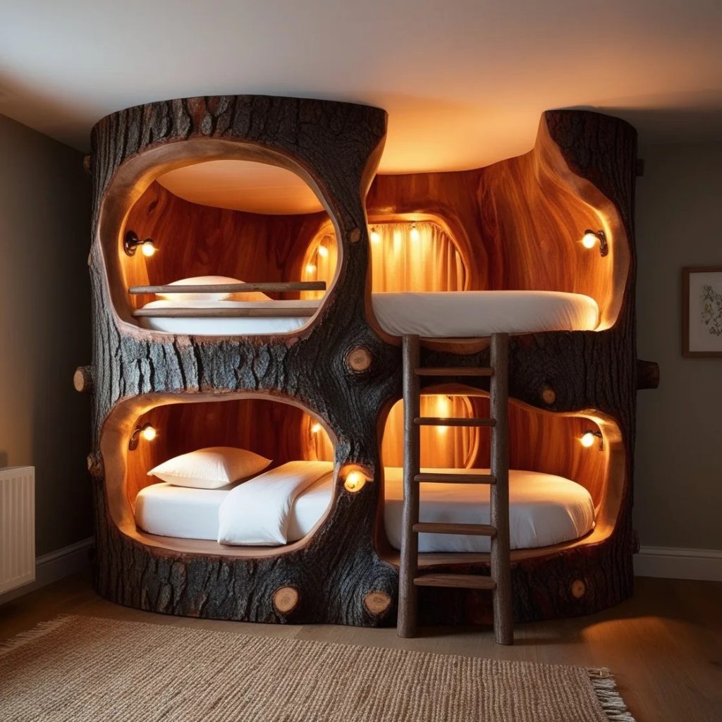 Giant Hollowed Log Bunk Bed: Nature’s Masterpiece for Your Home