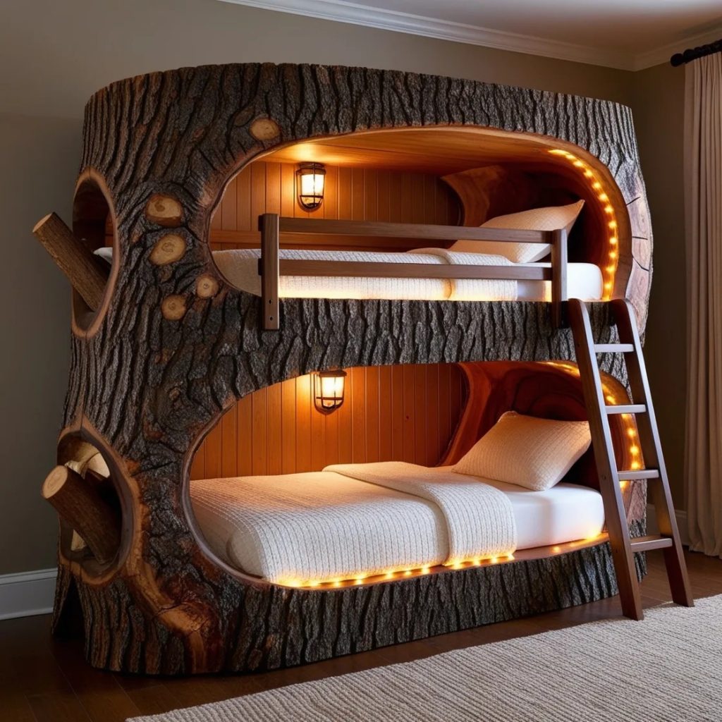 Design Features of the Giant Hollowed Log Bunk Bed