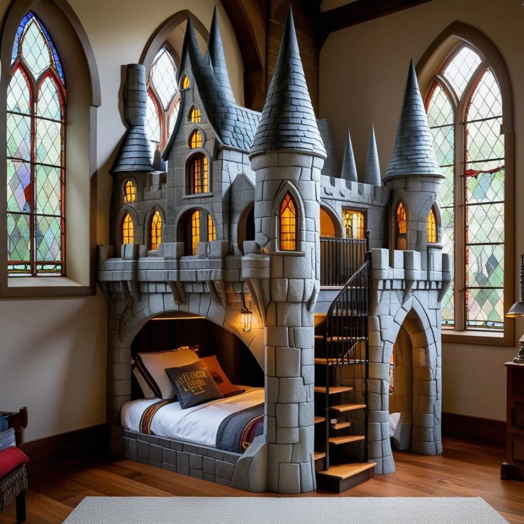 Embrace Magic and Whimsy with the Hogwarts-Shaped Bunk Bed