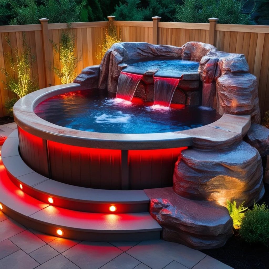 Rock and Waterfall Hot Tub: Nature-Inspired Luxury for Ultimate Relaxation