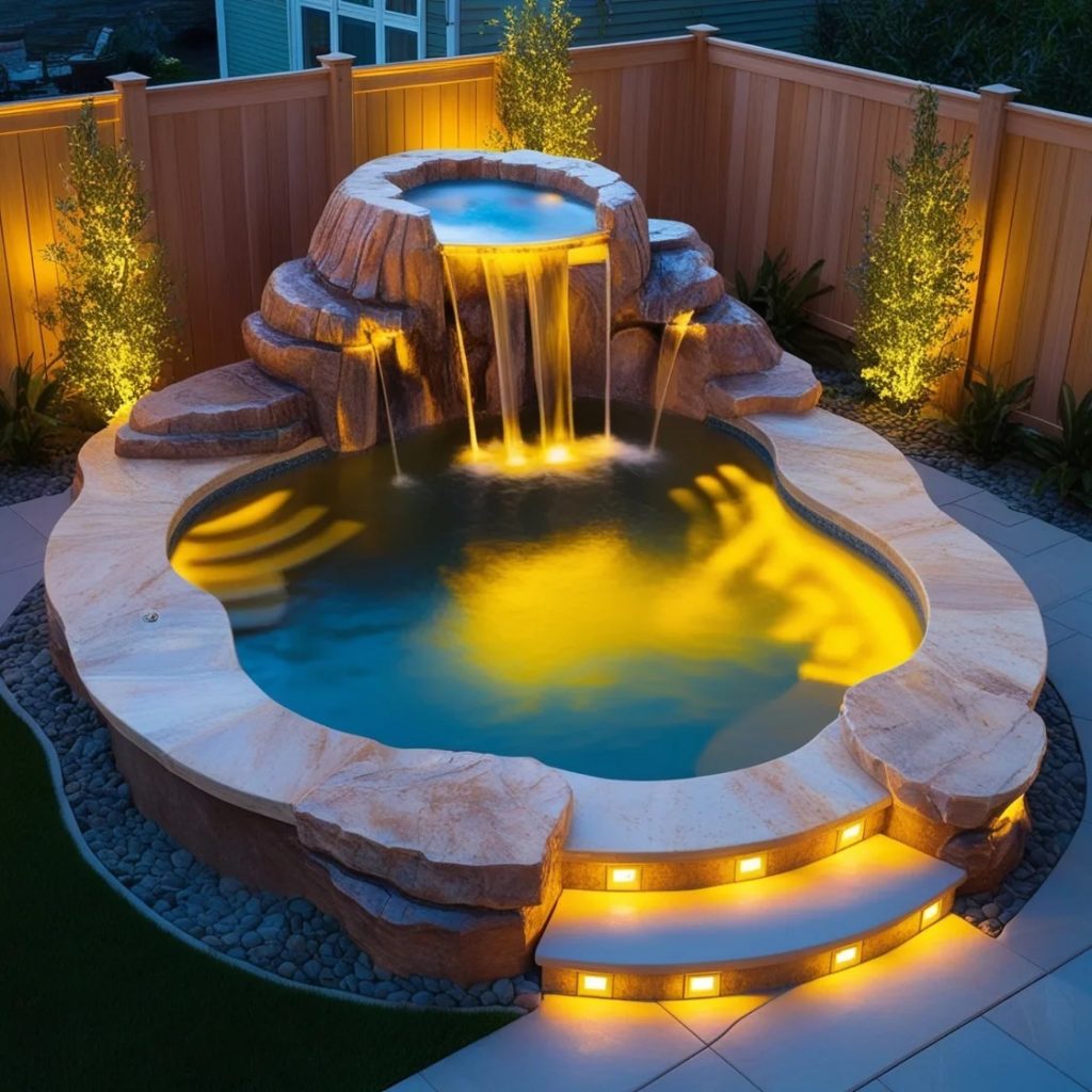 Design Features of the Rock and Waterfall Hot Tub