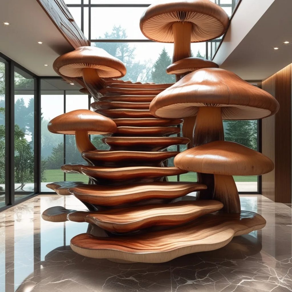 Wooden Mushroom Staircase: A Unique Blend of Nature and Functionality