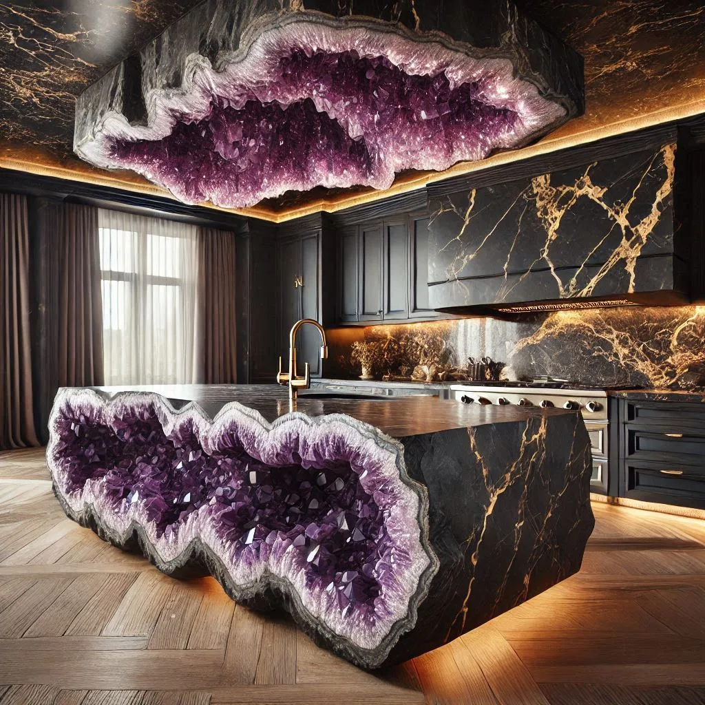 Design Highlights of Mineral Crystal Kitchen Islands