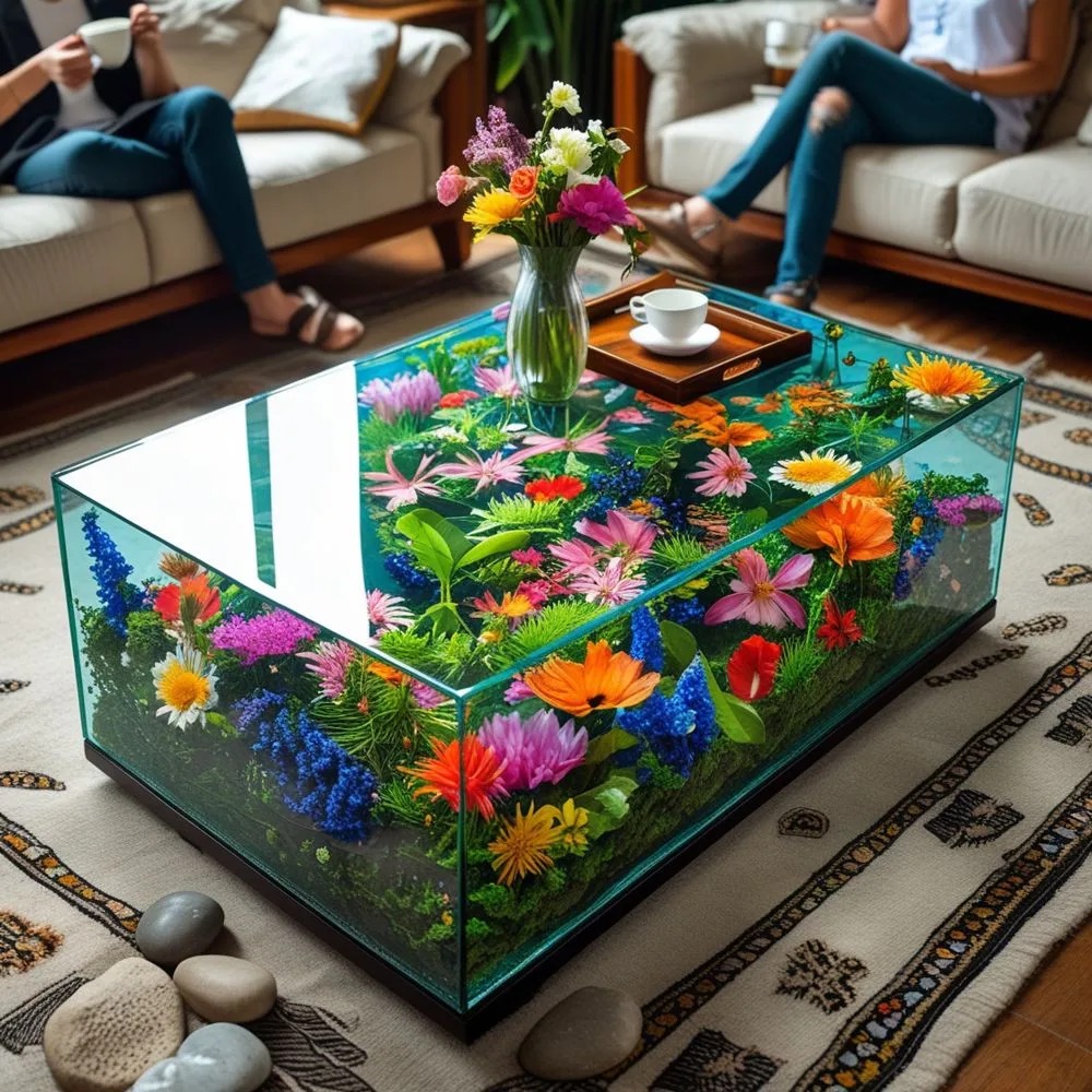 Flower Hill Scene Coffee Table: Where Nature Meets Home Décor Elegance