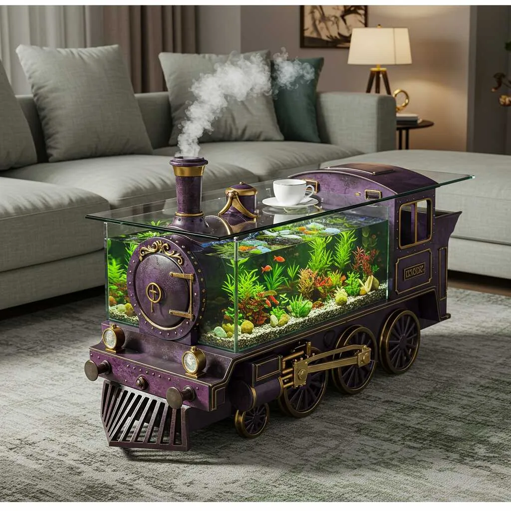 3. How a Train Shaped Aquarium Coffee Table Enhances Your Home Décor