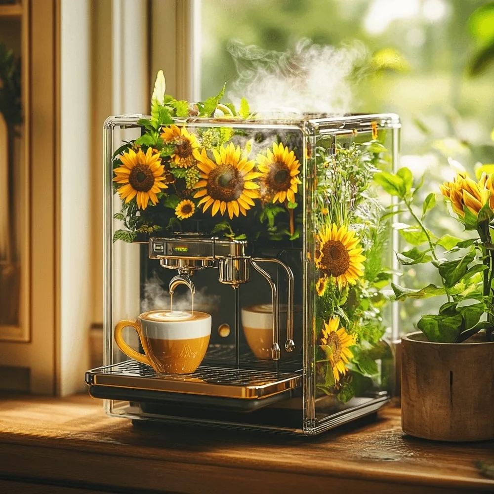 6. How to Style Your Kitchen Around a Flower-Inspired Coffee Machine