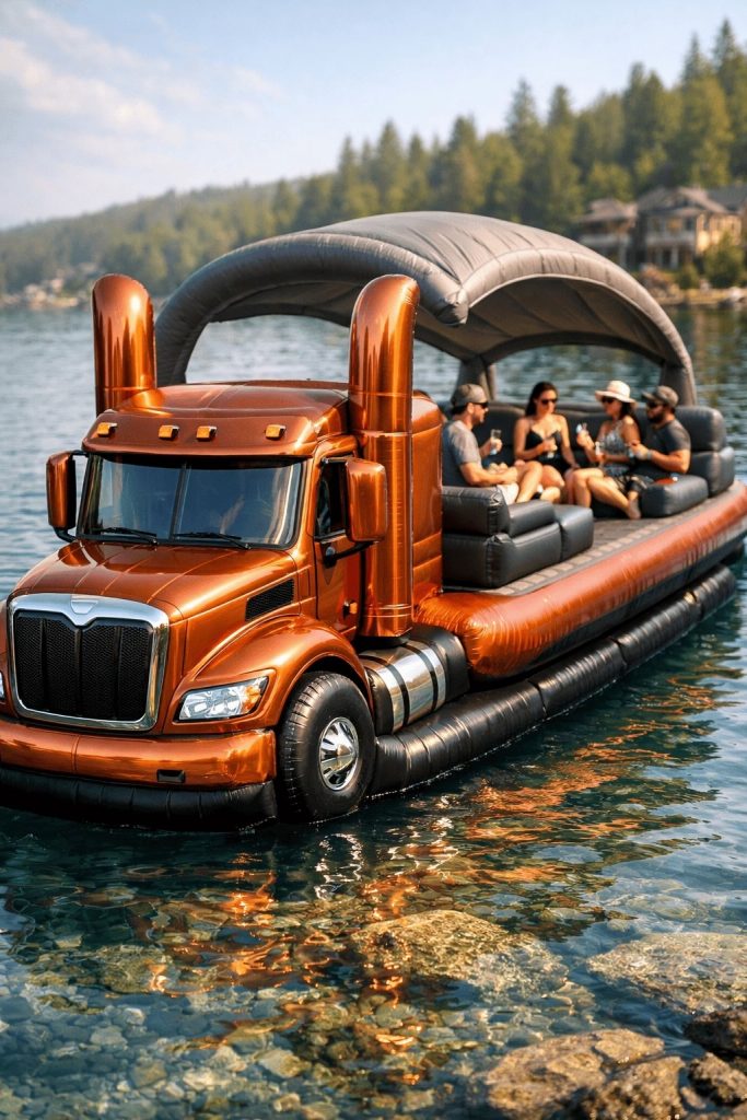 Comparing the Semi-Truck Lake Party Float to the Inflatable Mechanical Bull Lake Float